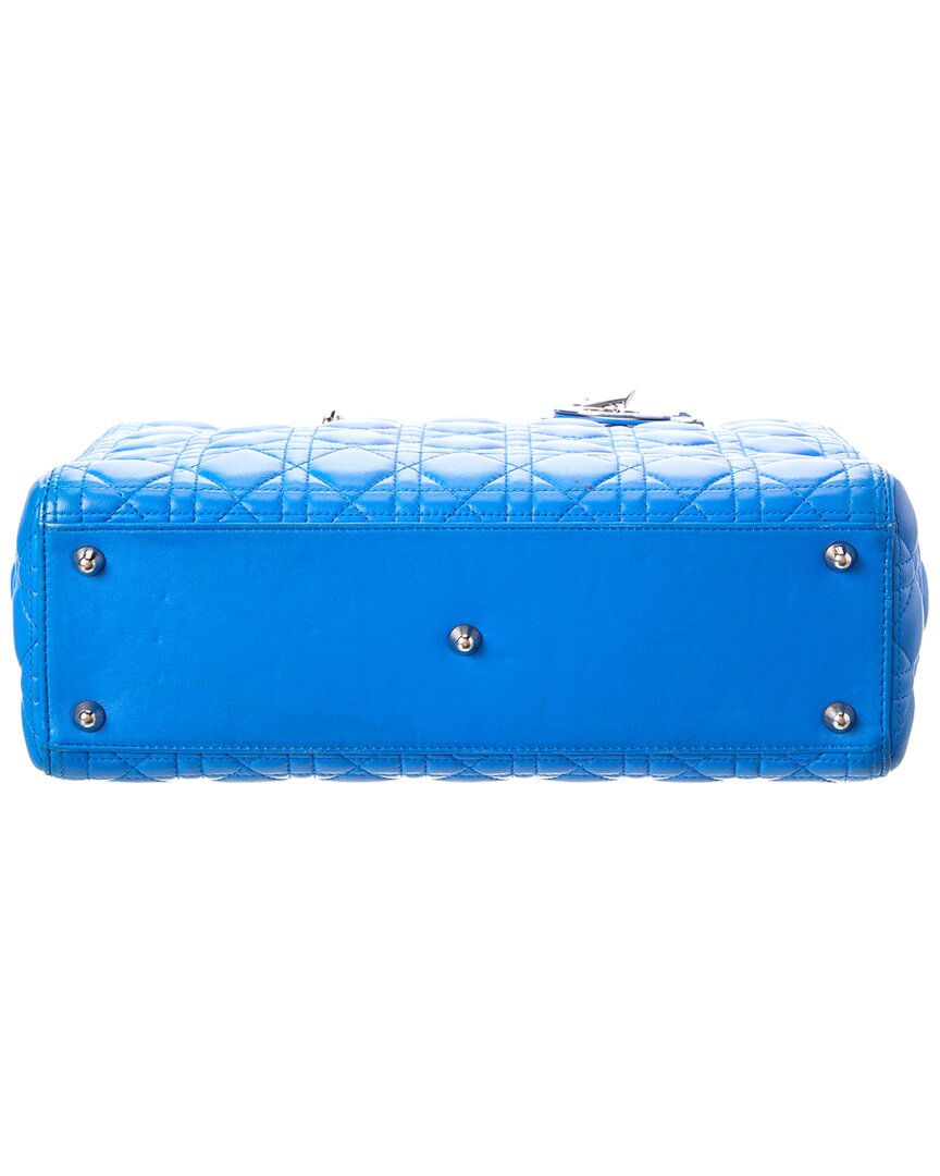 Dior Pre-Owned Dior Blue Lambskin Lady Dior Ginpaku Handmade Bag (Authentic Pre-Loved)