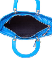 Dior Pre-Owned Dior Blue Lambskin Lady Dior Ginpaku Handmade Bag (Authentic Pre-Loved)