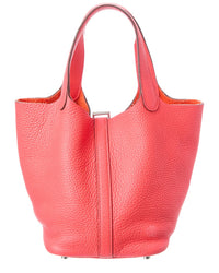 Pre-Owned Hermès Red Clemence Picotin Pm (Authentic Pre-Loved)