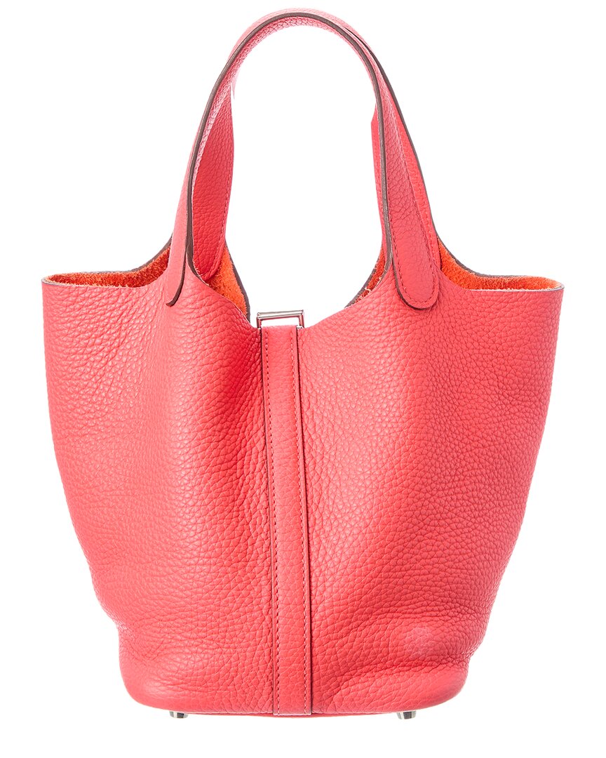 Pre-Owned Hermès Red Clemence Picotin Pm (Authentic Pre-Loved)