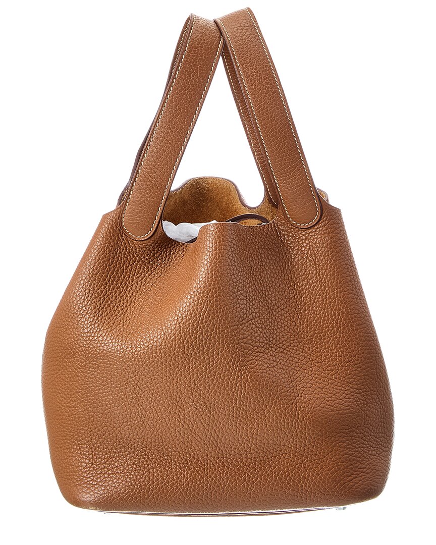 Pre-Owned Hermès Brown Taurillon Clemence Calf Leather Picotin 22 (Authentic Pre-Loved)