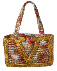 Valentino Valentino Vlogo Signature Medium Raffia Tote