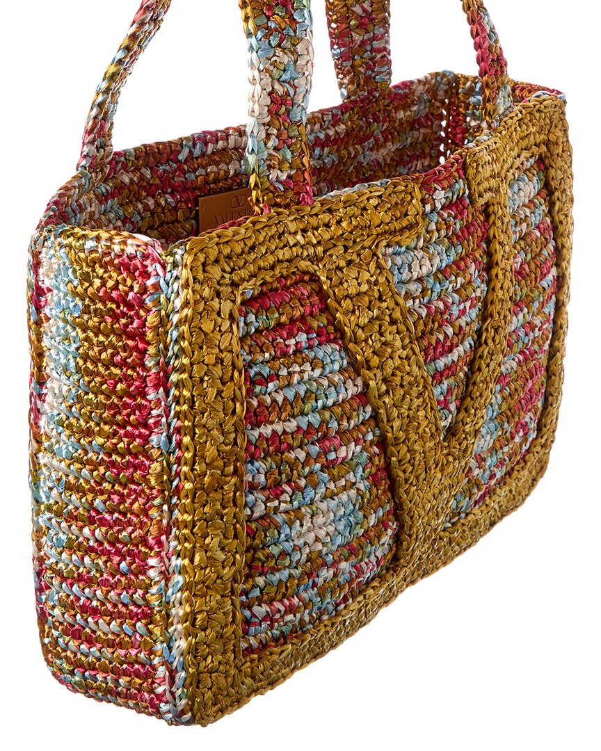 Valentino Valentino Vlogo Signature Medium Raffia Tote