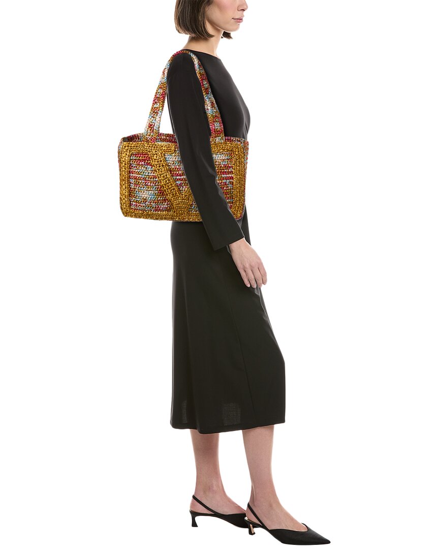 Valentino Valentino Vlogo Signature Medium Raffia Tote