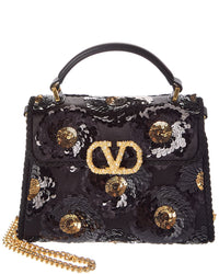 Valentino Valentino Vsling Mini Satin & Leather Shoulder Bag