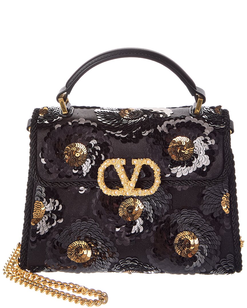 Valentino Valentino Vsling Mini Satin & Leather Shoulder Bag