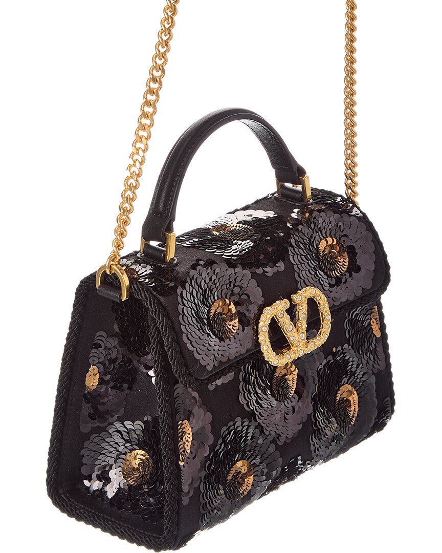 Valentino Valentino Vsling Mini Satin & Leather Shoulder Bag