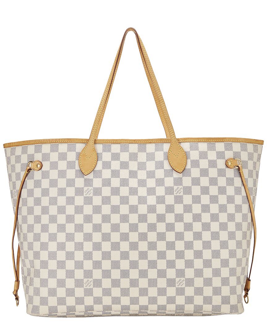 Louis Vuitton Pre-Owned Louis Vuitton White Damier Azur Coated Canvas Neverfull No Pouch Gm (Authentic