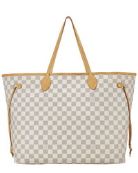 Louis Vuitton Pre-Owned Louis Vuitton White Damier Azur Coated Canvas Neverfull No Pouch Gm (Authentic