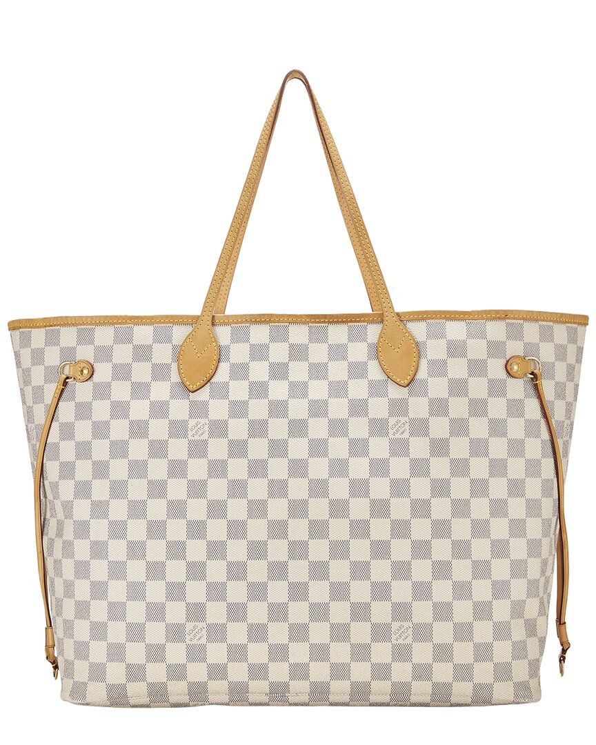 Louis Vuitton Pre-Owned Louis Vuitton White Damier Azur Coated Canvas Neverfull No Pouch Gm (Authentic