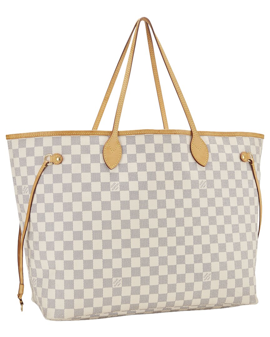 Louis Vuitton Pre-Owned Louis Vuitton White Damier Azur Coated Canvas Neverfull No Pouch Gm (Authentic