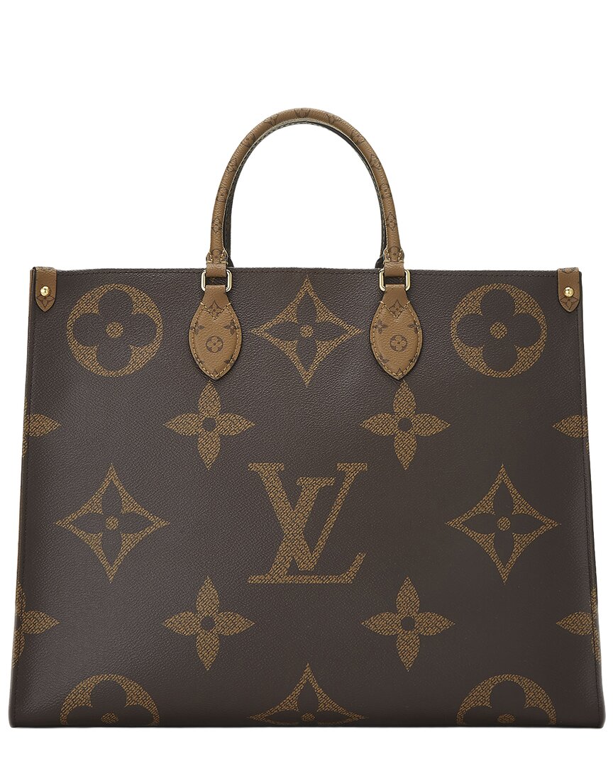 Louis Vuitton Louis Vuitton Brown Monoreversedgiant Coated Canvas Onthego Gm (Authentic Pre-