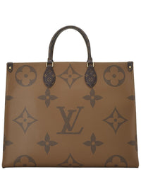 Louis Vuitton Louis Vuitton Brown Monoreversedgiant Coated Canvas Onthego Gm (Authentic Pre-