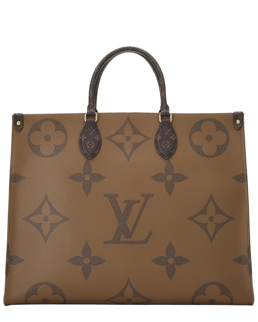 Louis Vuitton Louis Vuitton Brown Monoreversedgiant Coated Canvas Onthego Gm (Authentic Pre-