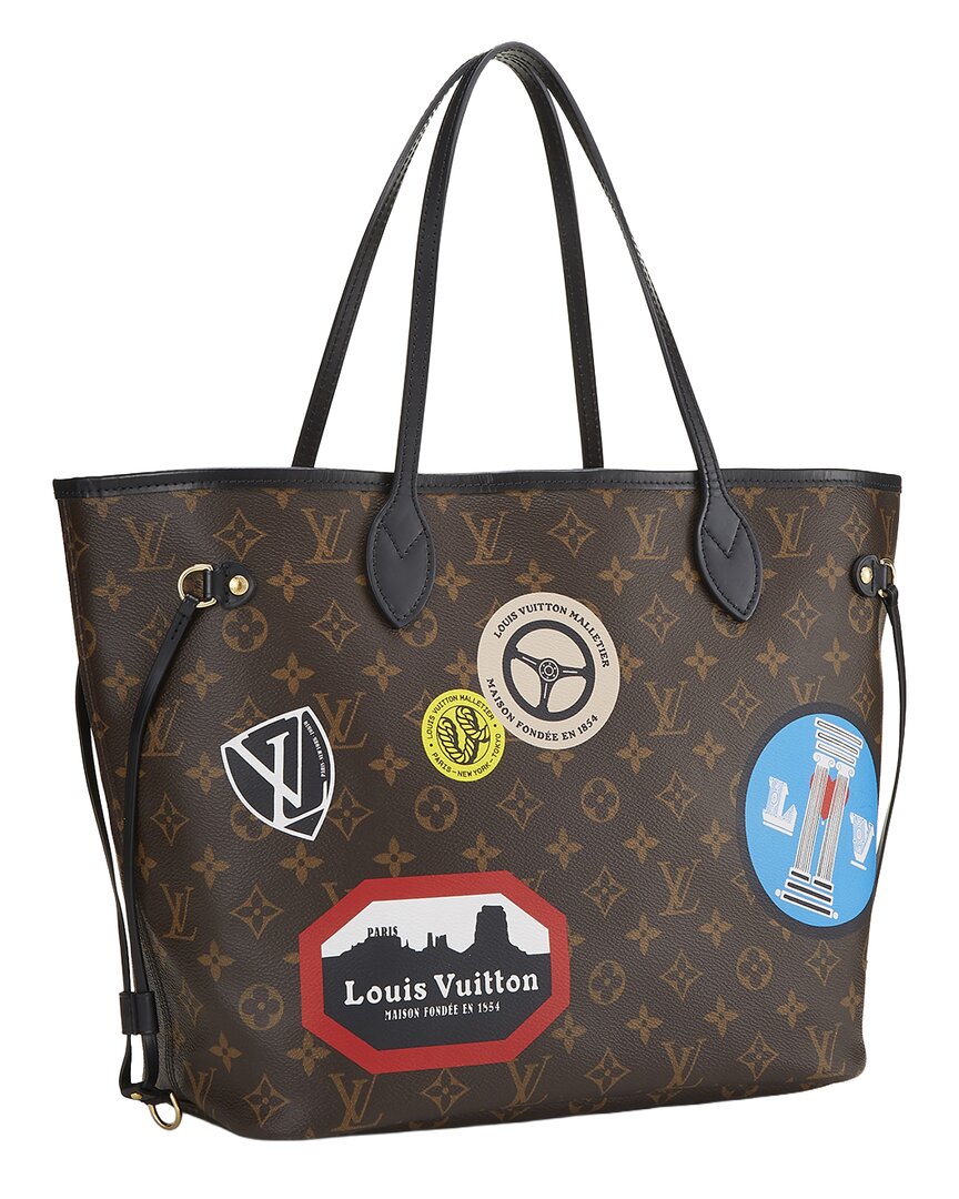 Louis Vuitton Louis Vuitton Brown Coated Canvas Monoworldtour Neverfull Mm (Authentic Pre-