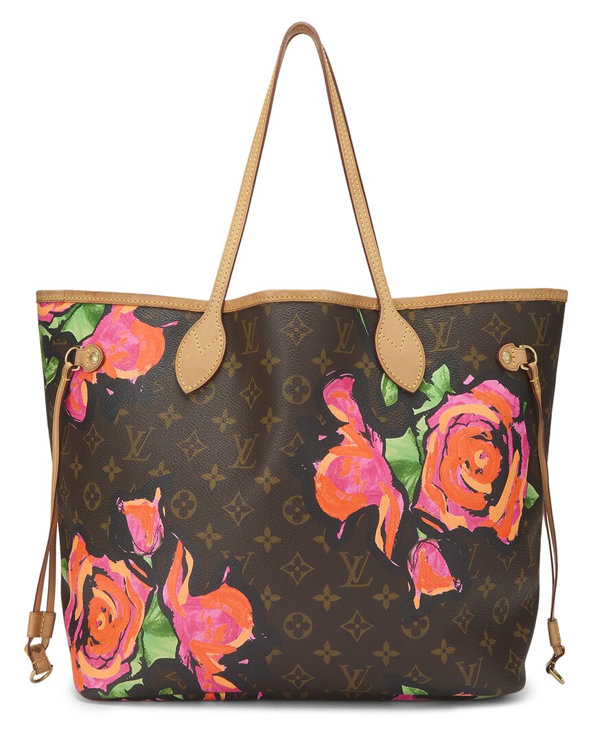 Louis Vuitton Louis Vuitton Brown Coated Canvas Roses Neverfull Mm (Authentic Pre-Loved)