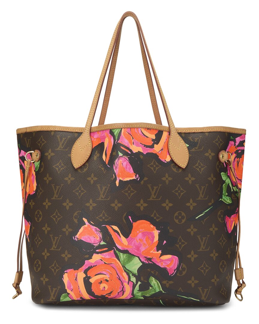 Louis Vuitton Louis Vuitton Brown Coated Canvas Roses Neverfull Mm (Authentic Pre-Loved)