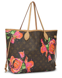 Louis Vuitton Louis Vuitton Brown Coated Canvas Roses Neverfull Mm (Authentic Pre-Loved)