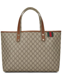 Gucci Gucci Brown Coated Canvas & Leather Web Loop Tote (Authentic Pre-Loved)