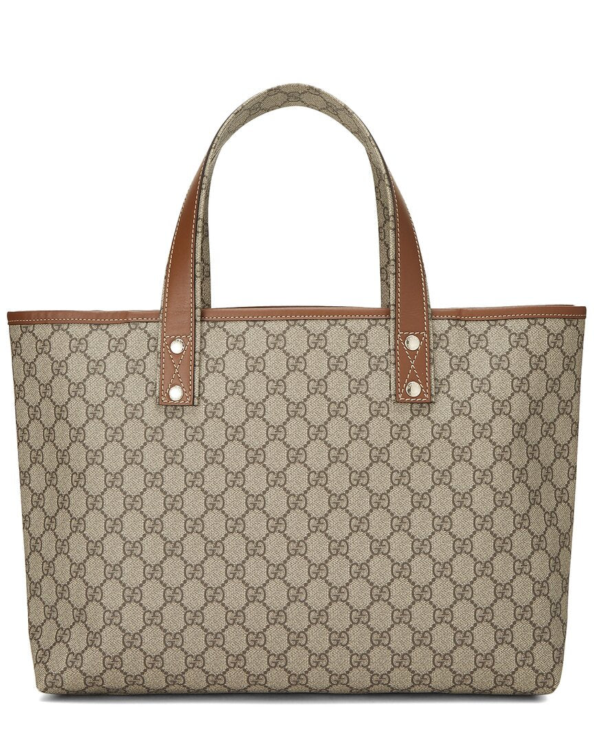 Gucci Gucci Brown Coated Canvas & Leather Web Loop Tote (Authentic Pre-Loved)