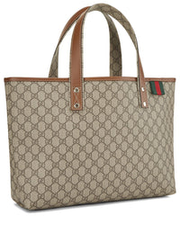 Gucci Gucci Brown Coated Canvas & Leather Web Loop Tote (Authentic Pre-Loved)
