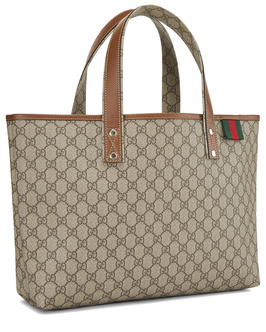 Gucci Gucci Brown Coated Canvas & Leather Web Loop Tote (Authentic Pre-Loved)
