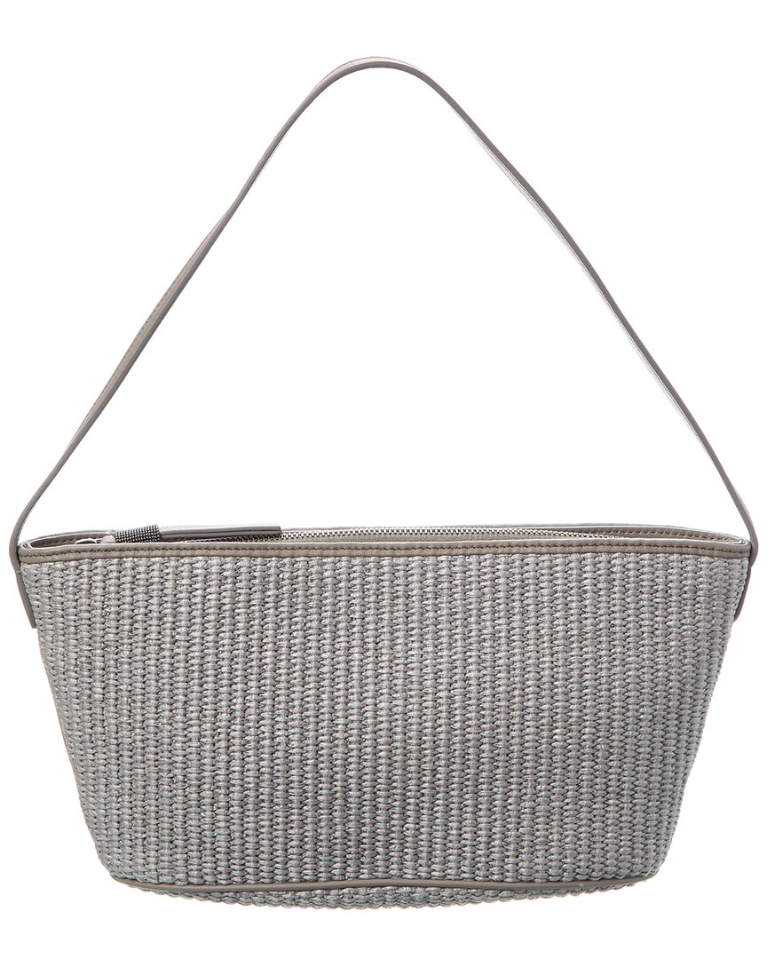 Brunello Cucinelli Woven & Leather Shoulder Bag