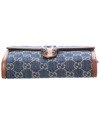 Gucci Pre-Owned Gucci Blue Denim & Brown Leather Dionysus Wallet On Chain (Authentic Pre-Loved)