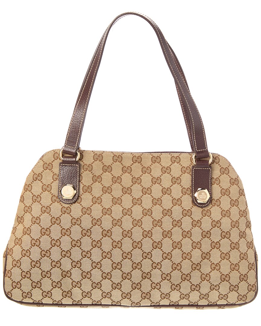 Gucci Pre-Owned Gucci Brown Canvas & Leather Charmy Pocket Tote (Authentic Pre-Loved)