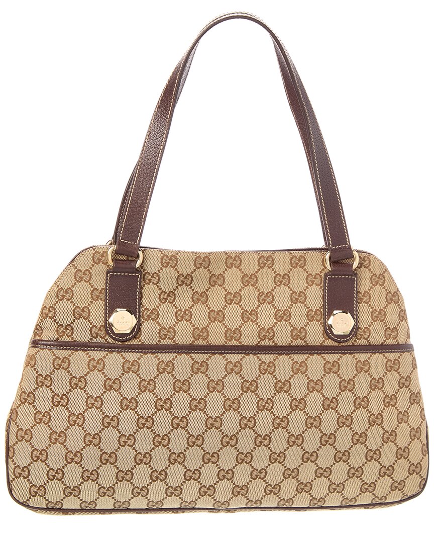 Gucci Pre-Owned Gucci Brown Canvas & Leather Charmy Pocket Tote (Authentic Pre-Loved)