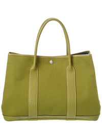 Hermès Pre-Owned Hermès Green Toileofficier Fabric Garden Party Pm (Authentic Pre-Loved)