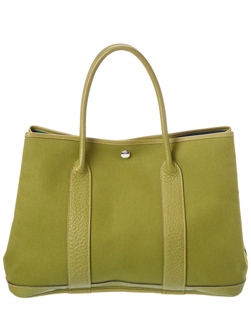 Hermès Pre-Owned Hermès Green Toileofficier Fabric Garden Party Pm (Authentic Pre-Loved)