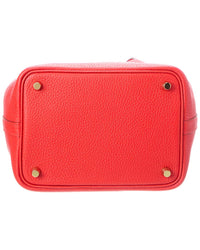 Hermès Pre-Owned Hermès Red Clemence Leather Picotin Lock 18 (Authentic Pre-Loved)