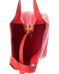 Hermès Pre-Owned Hermès Red Clemence Leather Picotin Lock 18 (Authentic Pre-Loved)