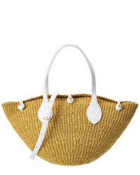 Celine Triomphe Beads Small Sisal & Leather Basket Tote