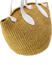 Celine Triomphe Beads Small Sisal & Leather Basket Tote