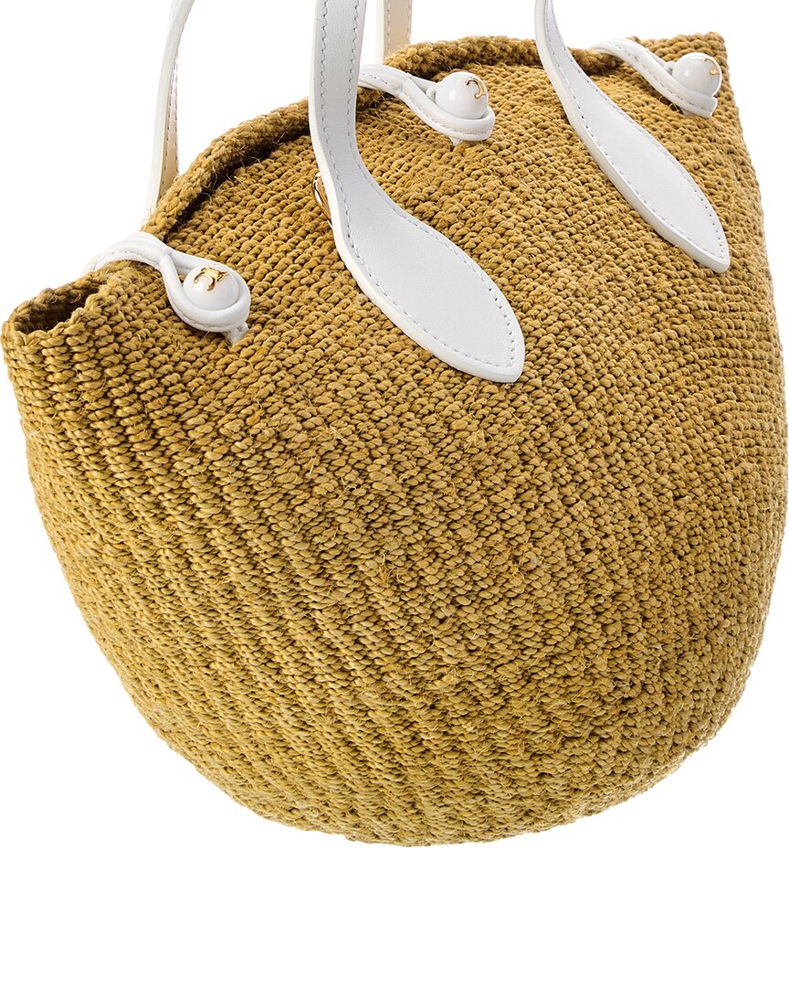 Celine Triomphe Beads Small Sisal & Leather Basket Tote