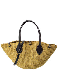 Celine Triomphe Beads Small Sisal & Leather Basket Tote