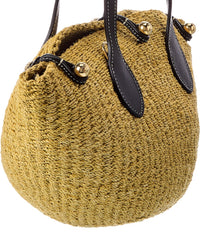Celine Triomphe Beads Small Sisal & Leather Basket Tote