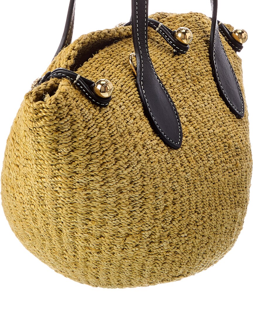 Celine Triomphe Beads Small Sisal & Leather Basket Tote