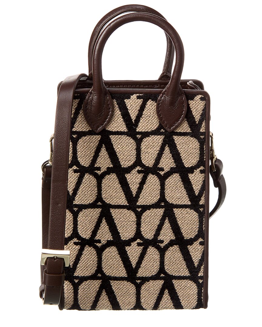 Valentino Valentino Mini Toile Iconographe Canvas & Leather Satchel