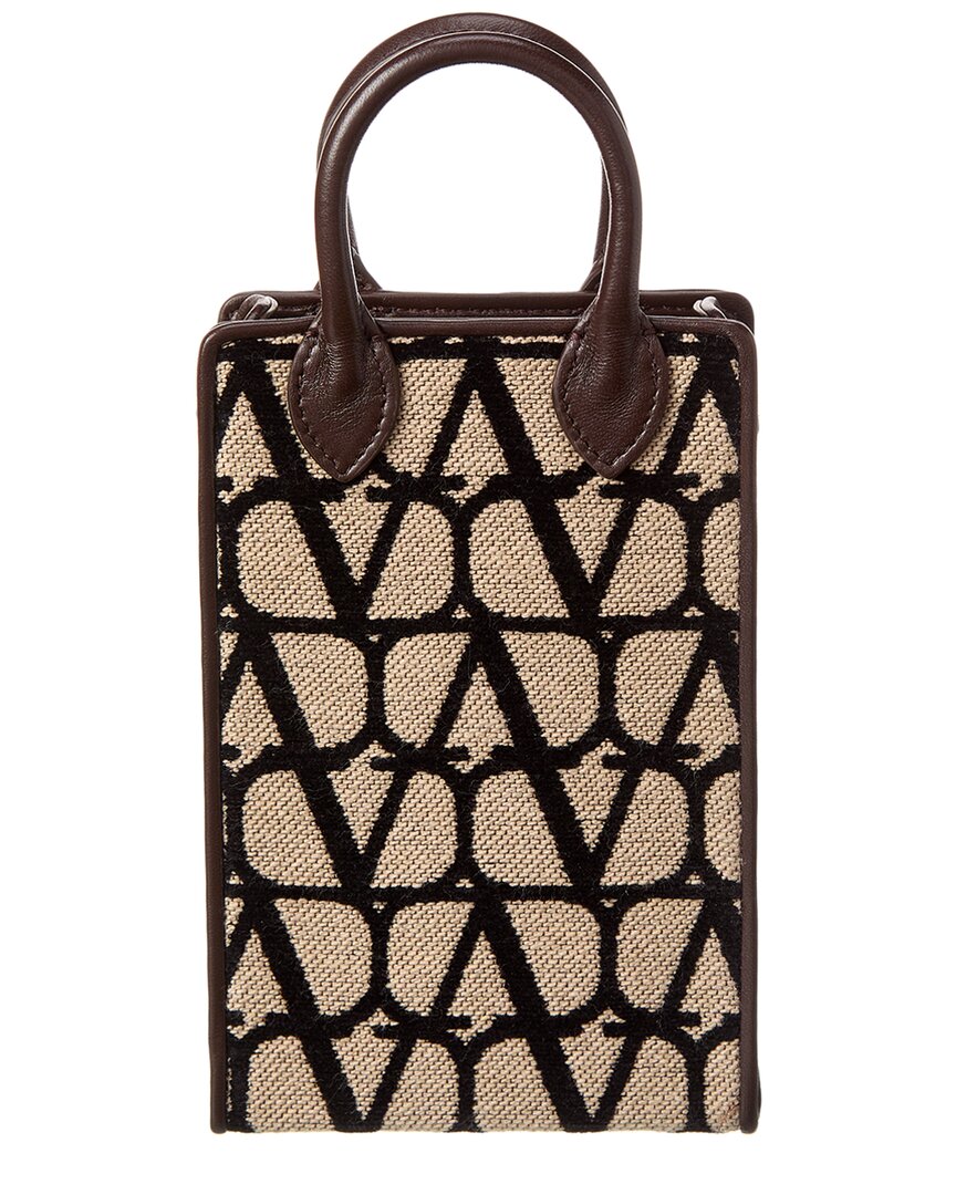 Valentino Valentino Mini Toile Iconographe Canvas & Leather Satchel