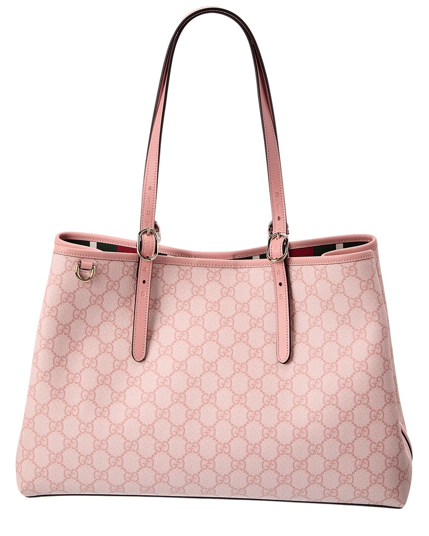 Gucci Gg Emblem Medium Gg Supreme Canvas & Leather Tote