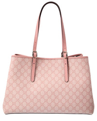 Gucci Gg Emblem Medium Gg Supreme Canvas & Leather Tote