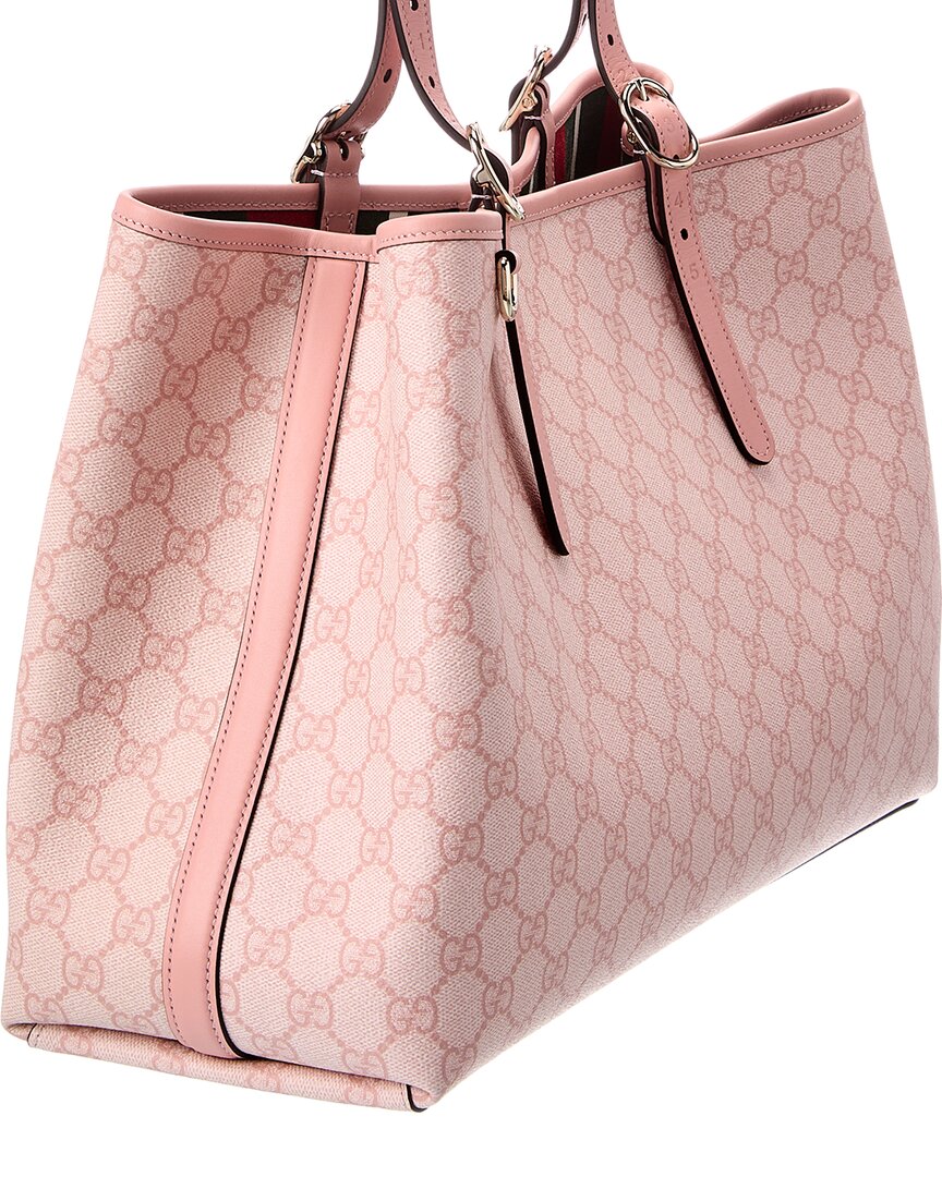 Gucci Gg Emblem Medium Gg Supreme Canvas & Leather Tote