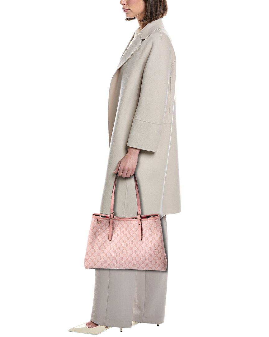 Gucci Gg Emblem Medium Gg Supreme Canvas & Leather Tote