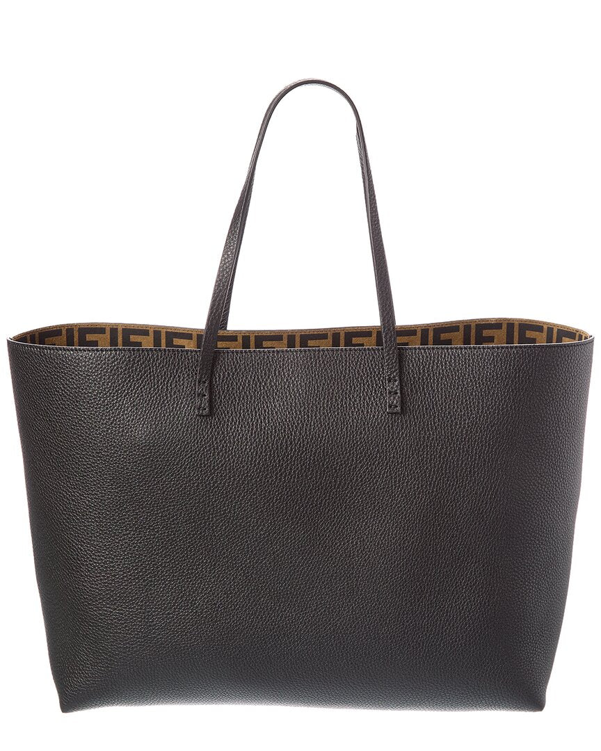 FENDI Fendi Roll Medium Reversible Ff Suede & Leather Tote