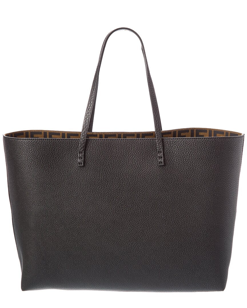 FENDI Fendi Roll Medium Reversible Ff Suede & Leather Tote