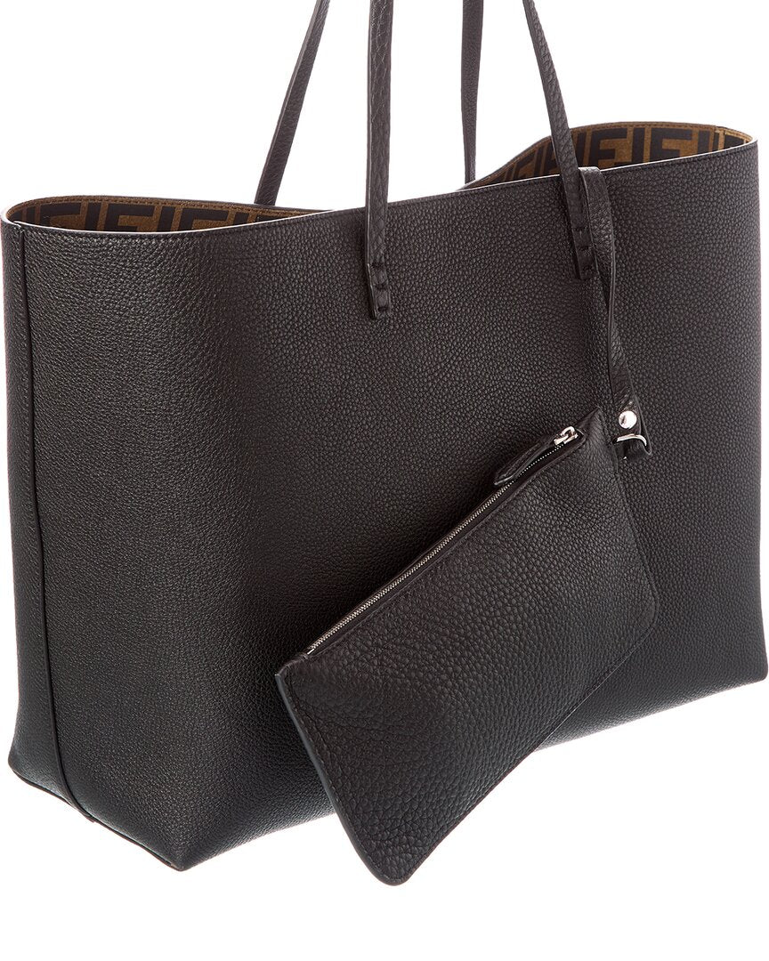 FENDI Fendi Roll Medium Reversible Ff Suede & Leather Tote