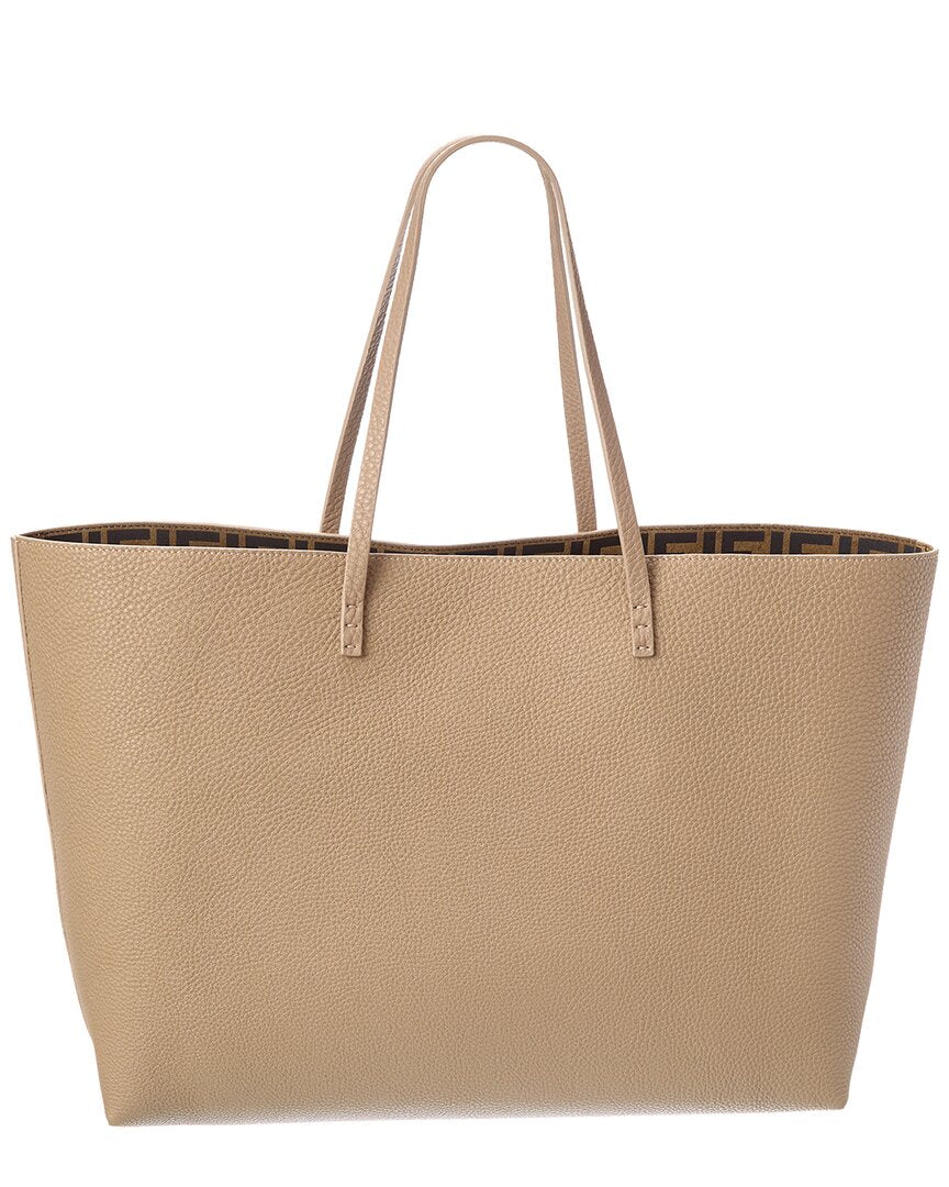 FENDI Fendi Roll Medium Reversible Ff Suede & Leather Tote